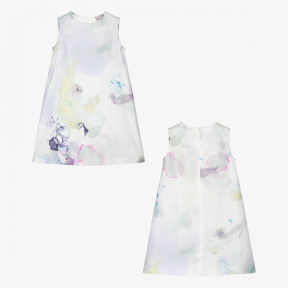 Il Gufo-Платье цвета морской волны из тюля с цветами | Childrensalon Outlet