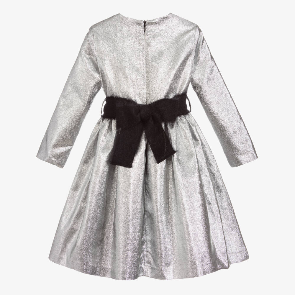 Il Gufo-Silver Dress with Mohair Belt | Childrensalon Outlet