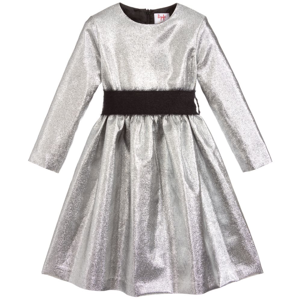 Il Gufo - Silver Dress with Mohair Belt | Childrensalon