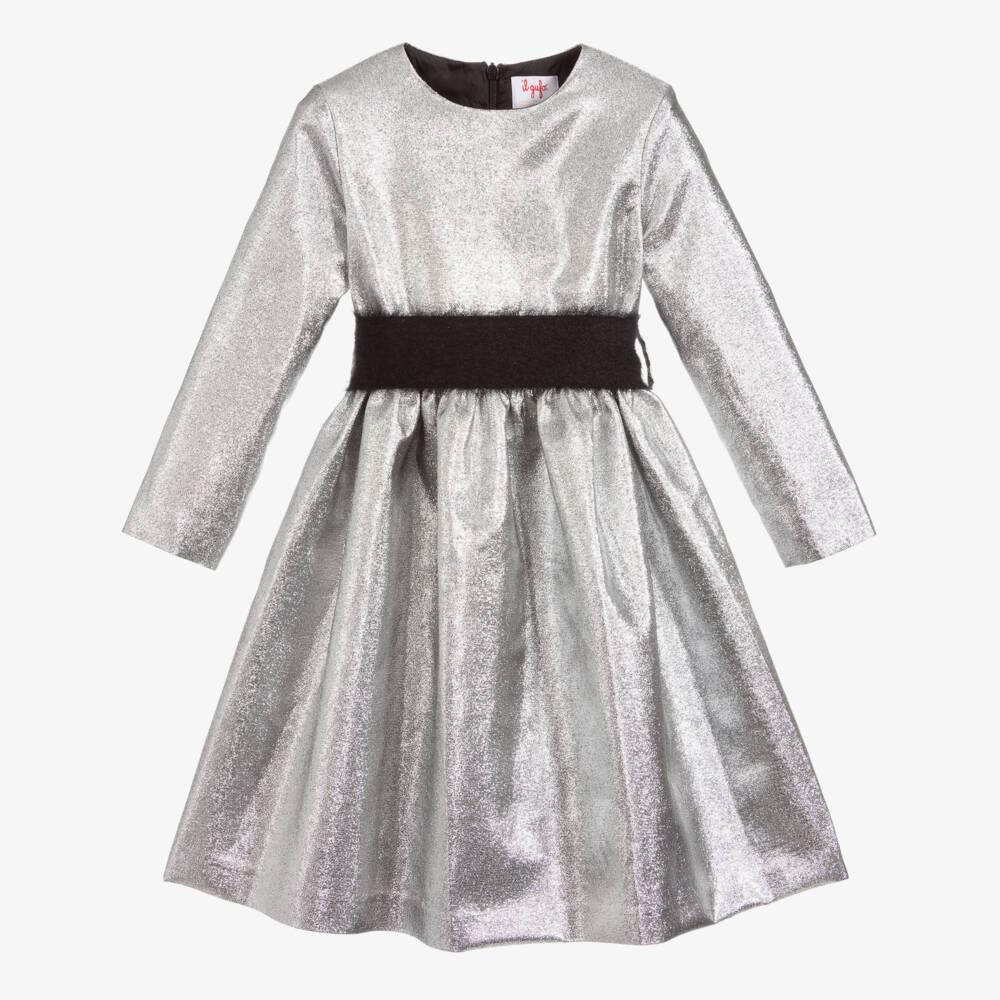 Il Gufo-فستان لون قضّي و حزام موهير لون أسود | Childrensalon Outlet