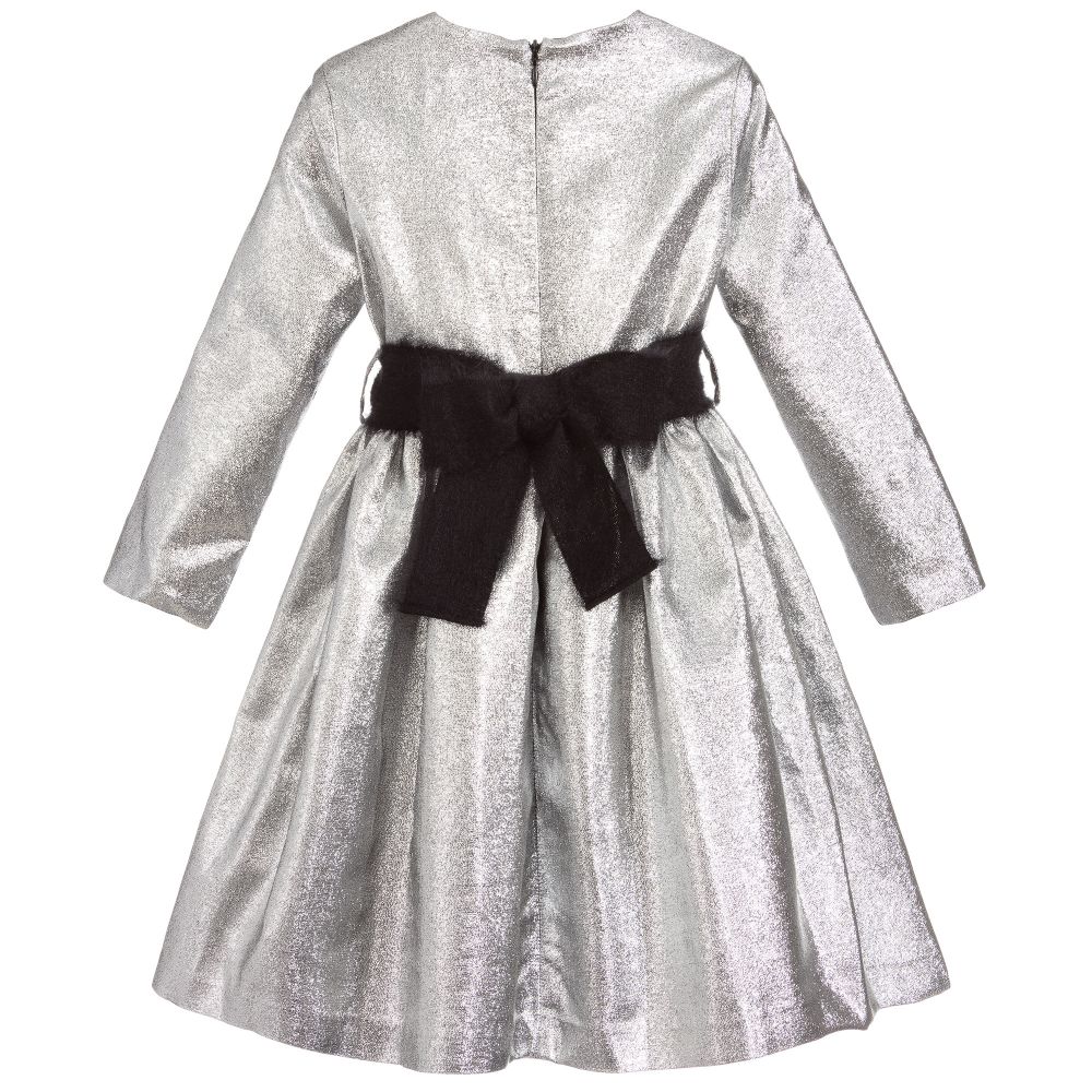 Il Gufo-فستان لون قضّي و حزام موهير لون أسود | Childrensalon Outlet