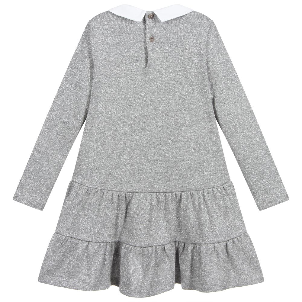 Il Gufo-فستان فيسكوز محبوك لون فضّي برّاق | Childrensalon Outlet