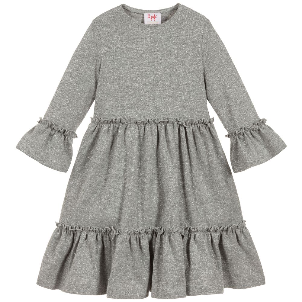 Il Gufo - Silver Viscose Jersey Dress | Childrensalon Outlet