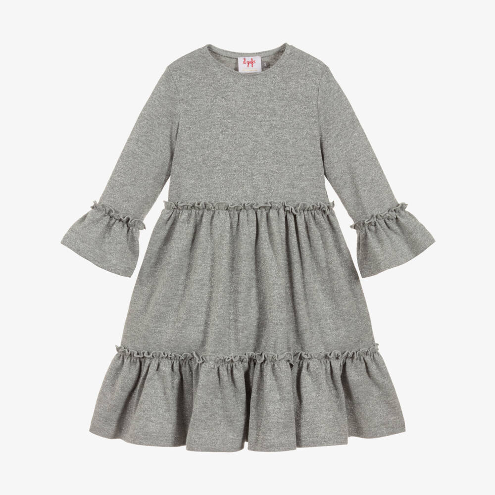 Il Gufo-فستان فيسكوز جيرسي لون فضّي | Childrensalon Outlet