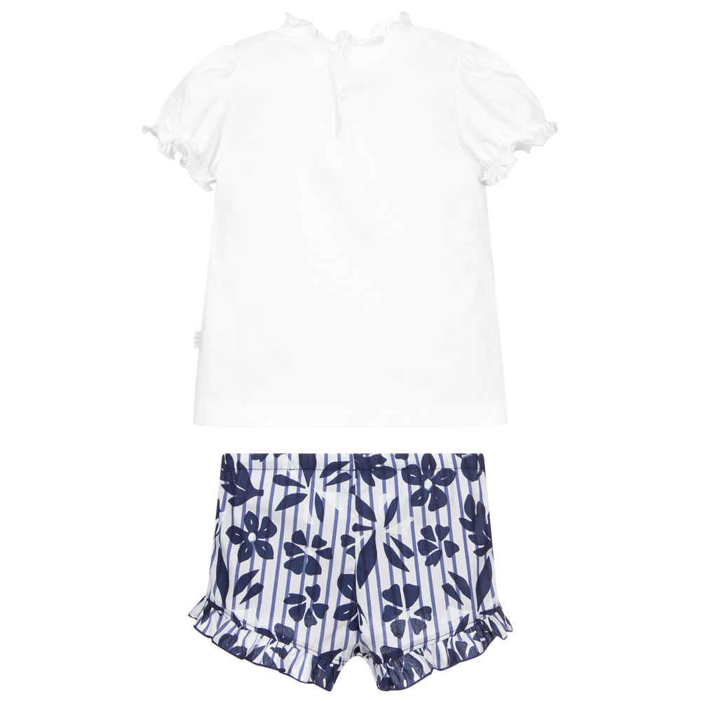 إيل غوفو-طقم شورت وتيشيرت قطن لون أبيض وكحلي | Childrensalon Outlet