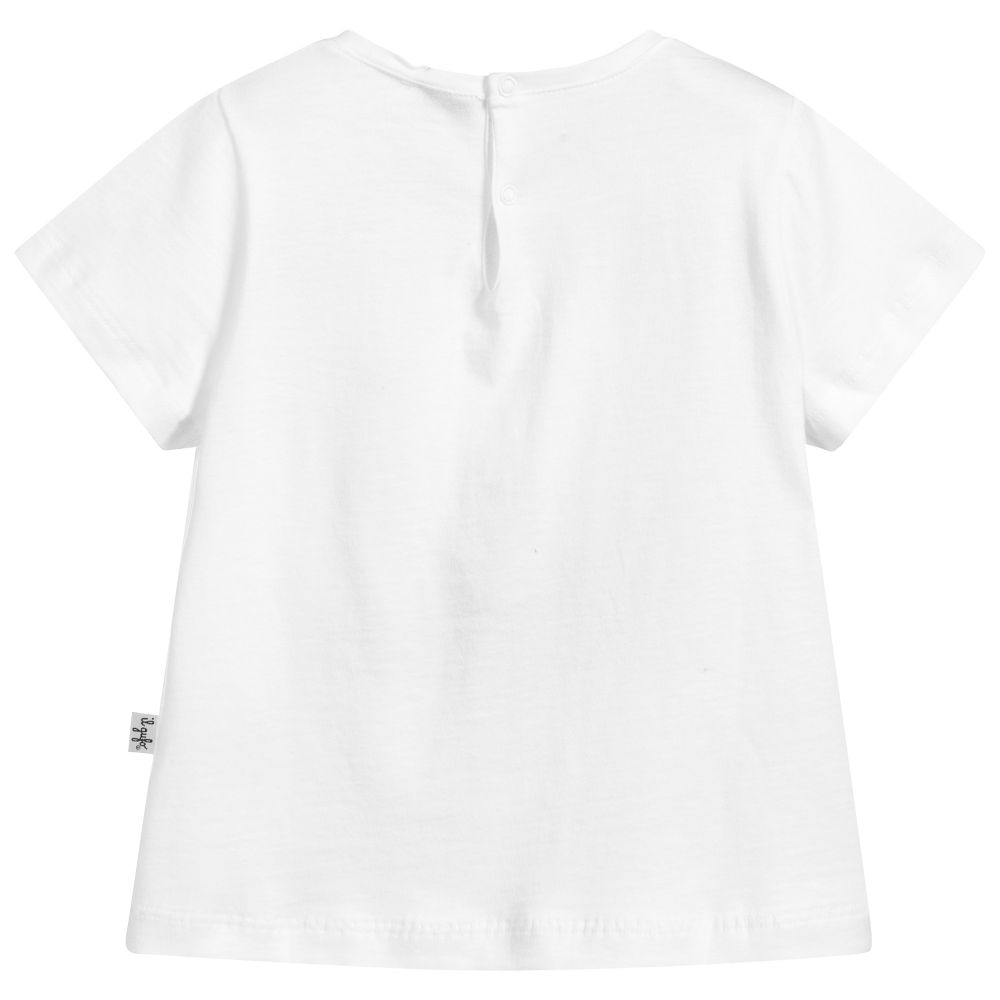 Il Gufo White & Blue Pom-Pom T-Shirt