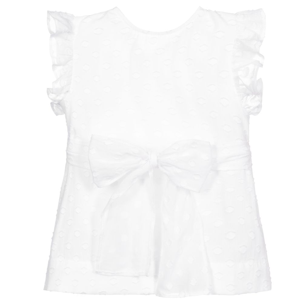 Il Gufo-Белая хлопковая блузка с бантом | Childrensalon Outlet