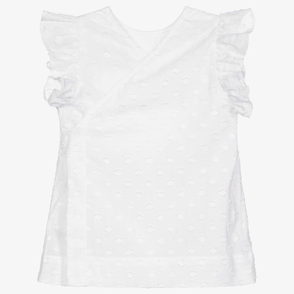 Il Gufo-White Bow Cotton Blouse | Childrensalon Outlet