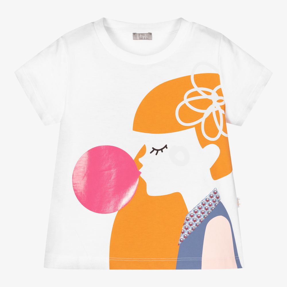 Il Gufo-Белый хлопковый топ со жвачкой | Childrensalon Outlet