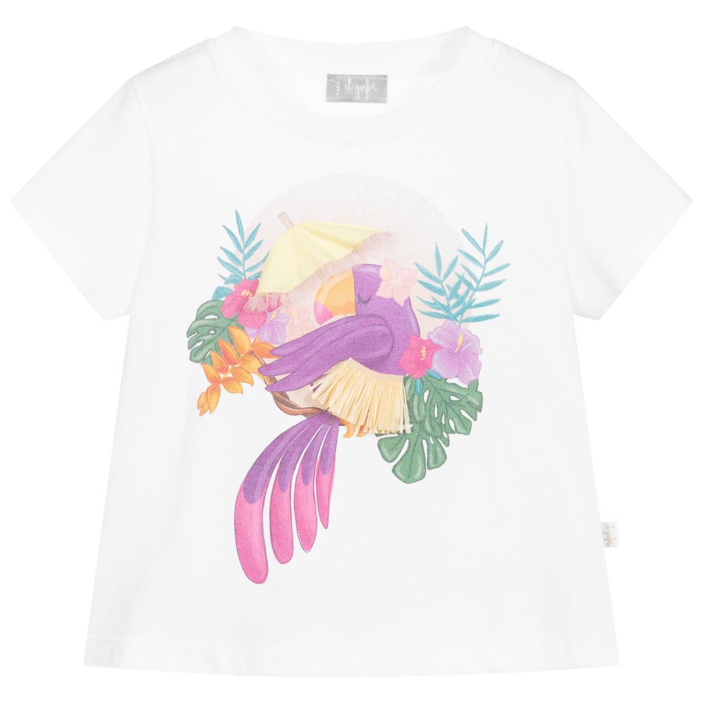 Il Gufo - T-shirt blanc en coton Perroquet | Childrensalon