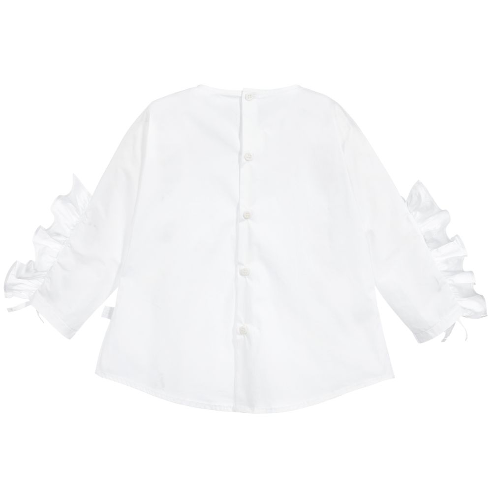 Il Gufo-بلوز قطن بوبلين لون أبيض للبنات | Childrensalon Outlet