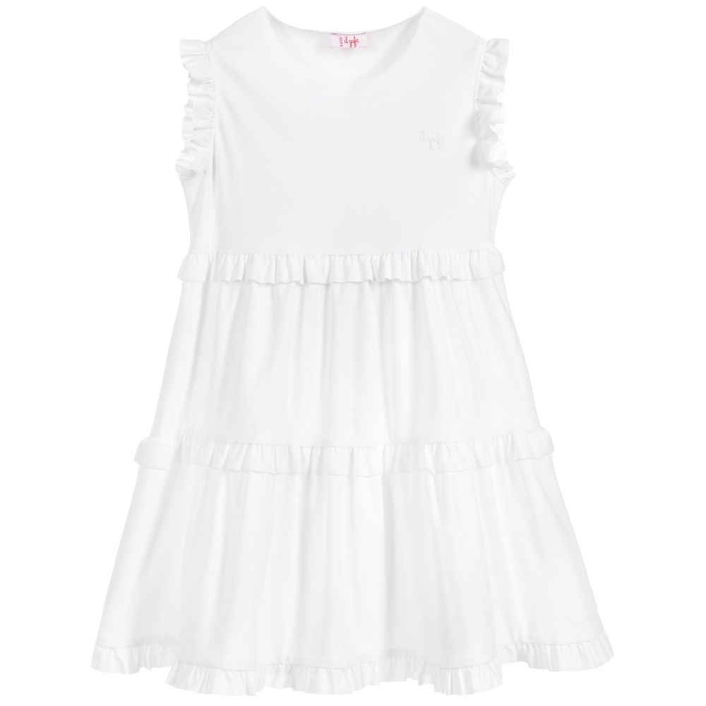 Il Gufo - White Frilled Dress  | Childrensalon