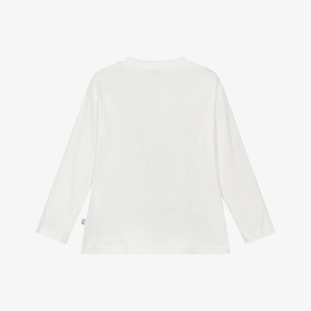 Il Gufo-White Printed Ls T-shirt | Childrensalon Outlet