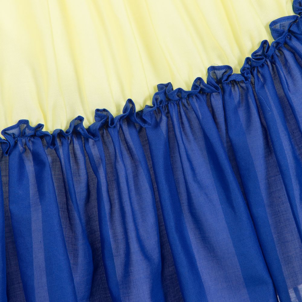 Il Gufo-Yellow & Blue Tiered Dress | Childrensalon Outlet