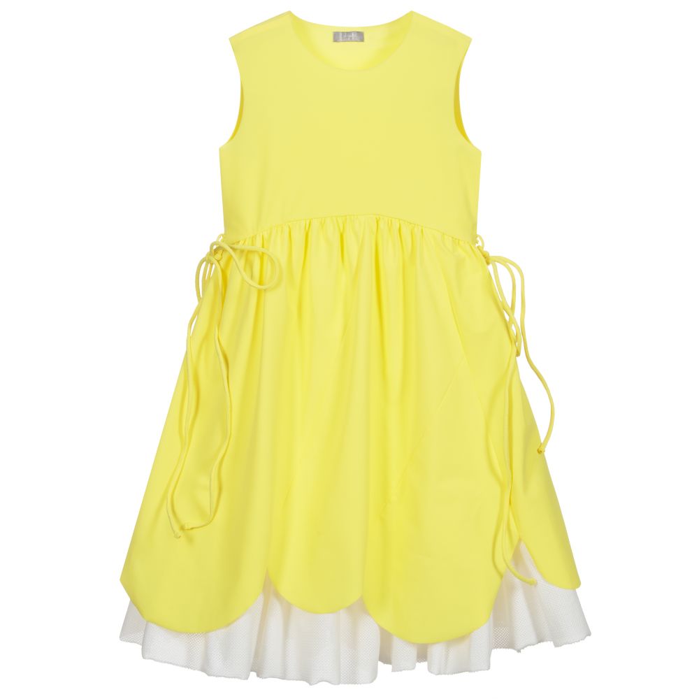 Il Gufo - فستان جيرسي لون أصفر وتنورة شبك لون أبيض | Childrensalon