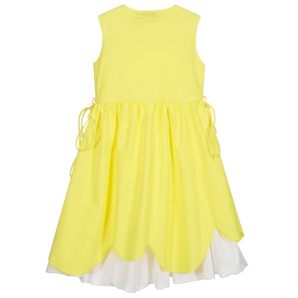 Il Gufo-فستان جيرسي لون أصفر وتنورة شبك لون أبيض | Childrensalon Outlet