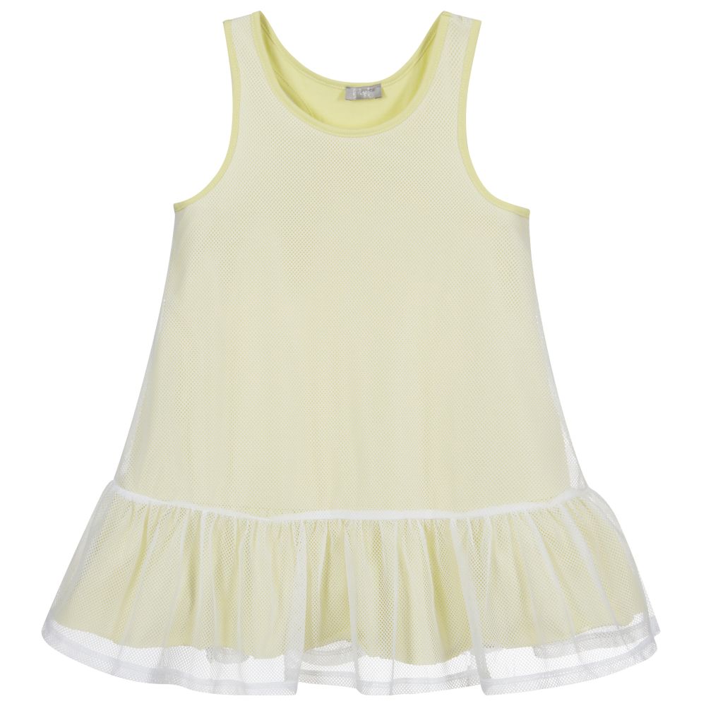 Il Gufo - Robe jaune et blanche en résille | Childrensalon