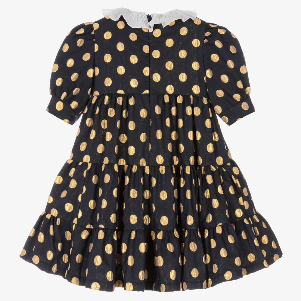 Irpa-Синее платье в золотистый горошек | Childrensalon Outlet