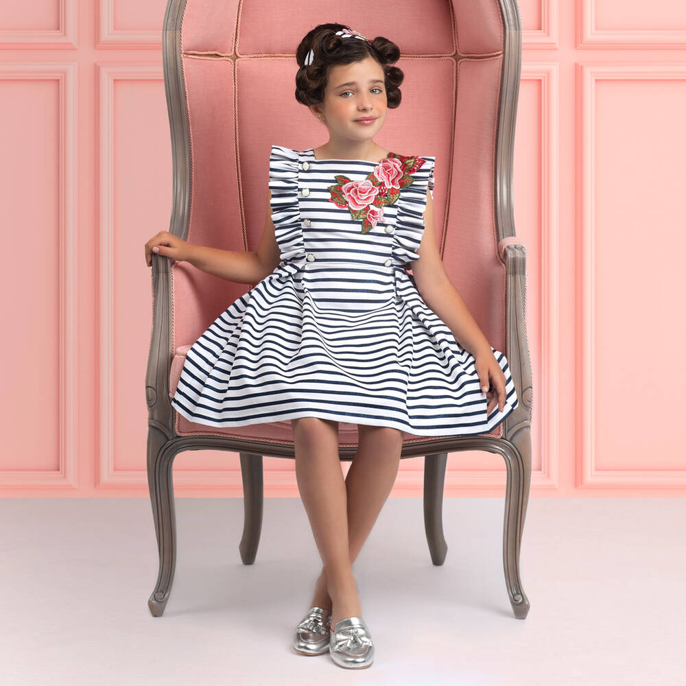 Irpa-فستان مقلم لون كحلي وأبيض | Childrensalon Outlet