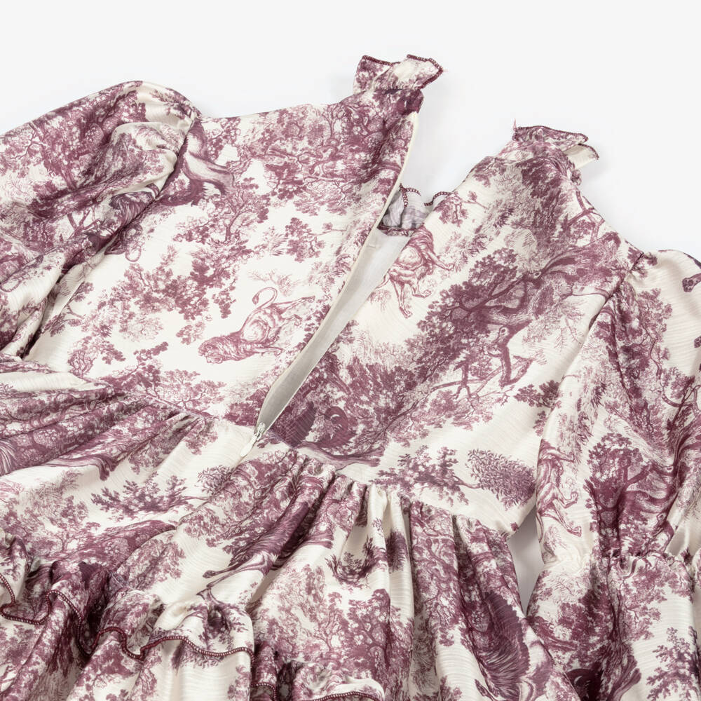 Irpa-Платье кремовое с пурпурным принтом для девочек | Childrensalon Outlet