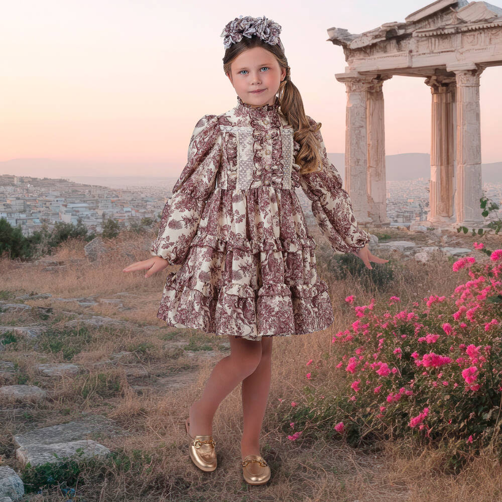 Irpa-فستان بناتي بيج وبنفسجي بطبعات | Childrensalon Outlet