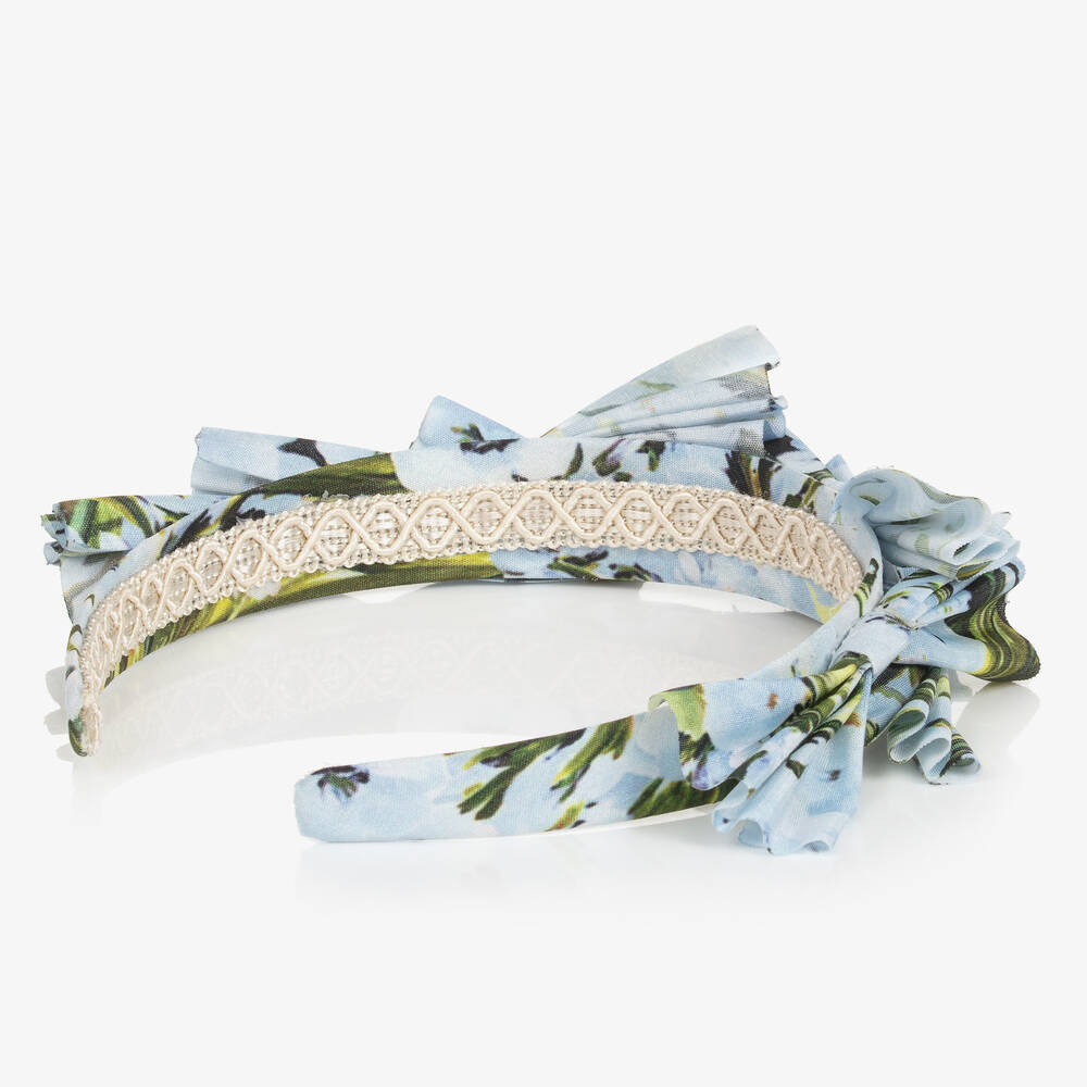 Irpa-Голубой ободок с бантами в цветочек для девочек | Childrensalon Outlet