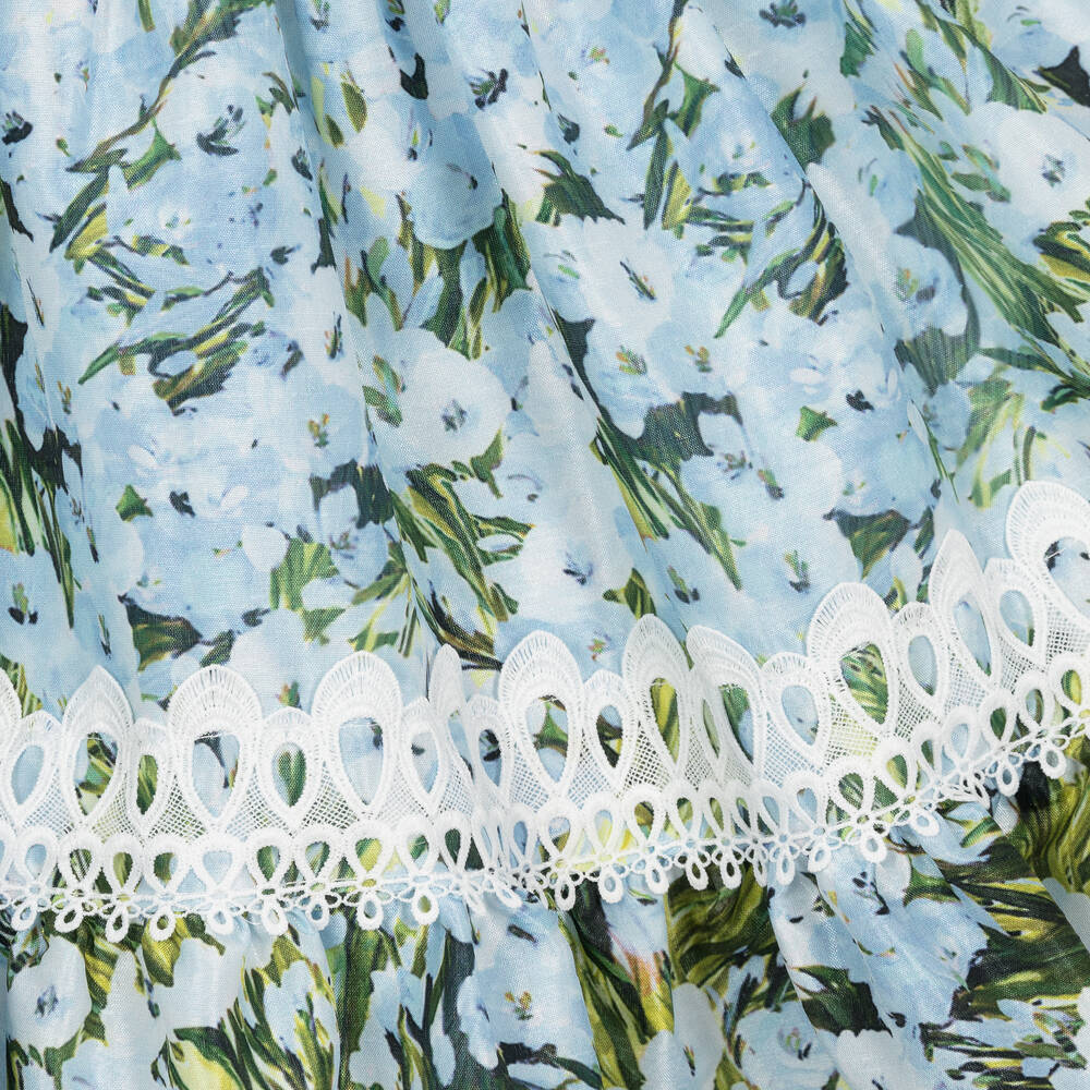 Irpa-فستان تافتا لون أزرق بطبعة ورود | Childrensalon Outlet