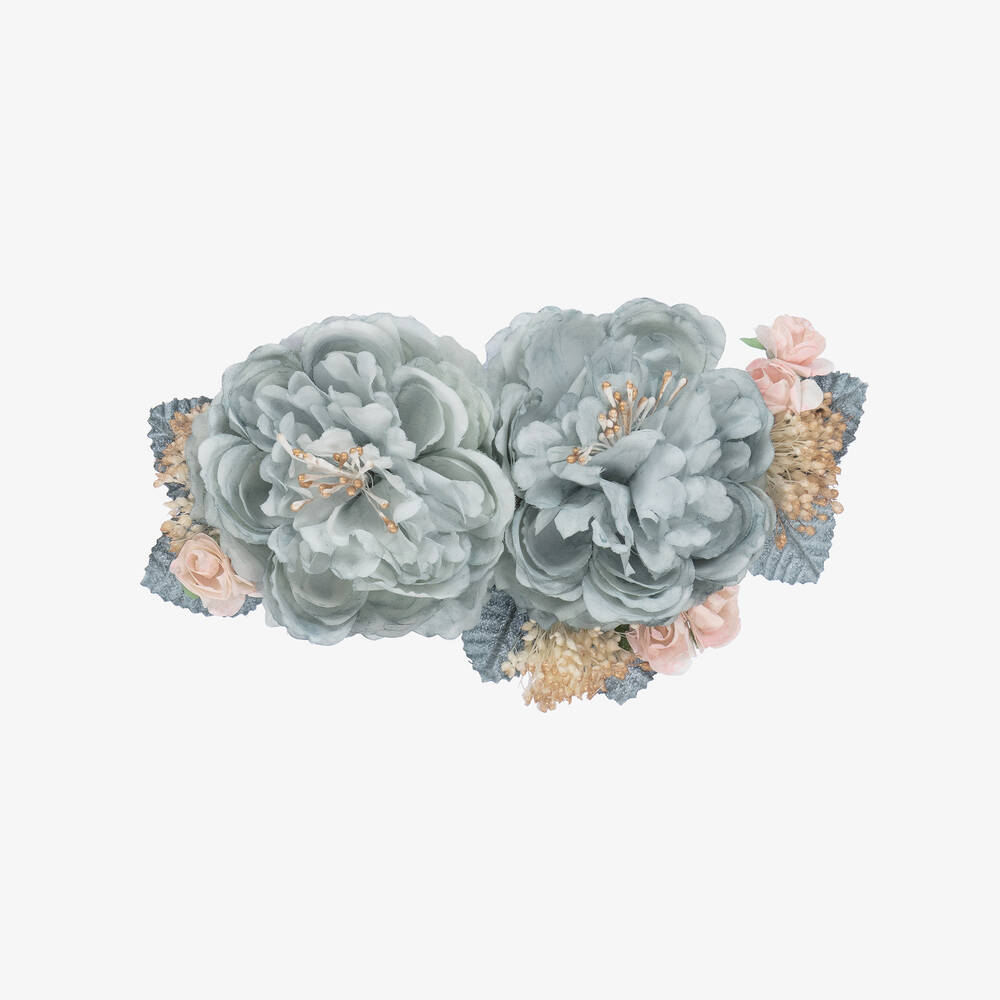 Irpa - Girls Blue Floral Hair Clip (20cm) | Childrensalon