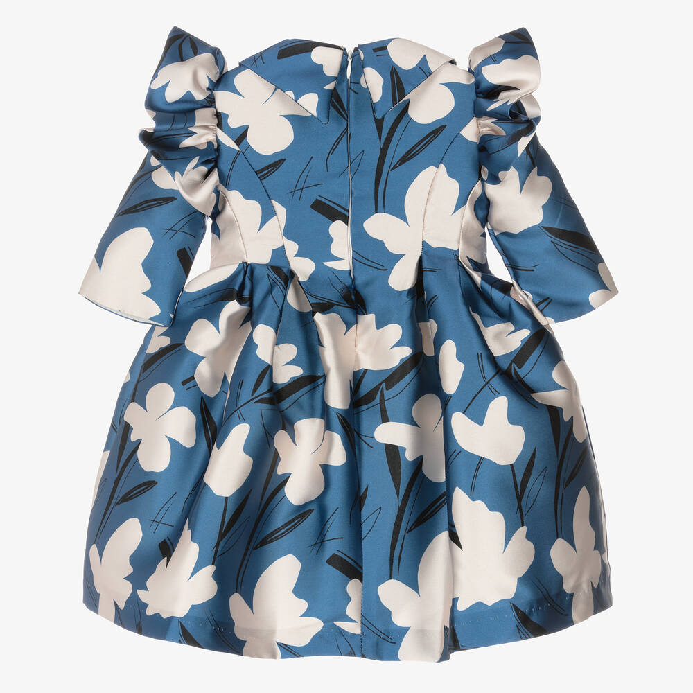 Irpa-فستان بطبعة ورود مزيج قطن لون عاجي وأزرق | Childrensalon Outlet