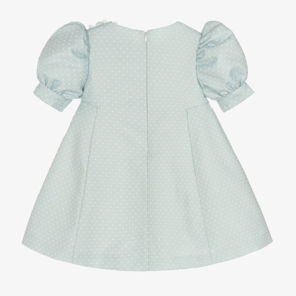 Irpa-Girls Blue Polka Dot Dress  | Childrensalon Outlet