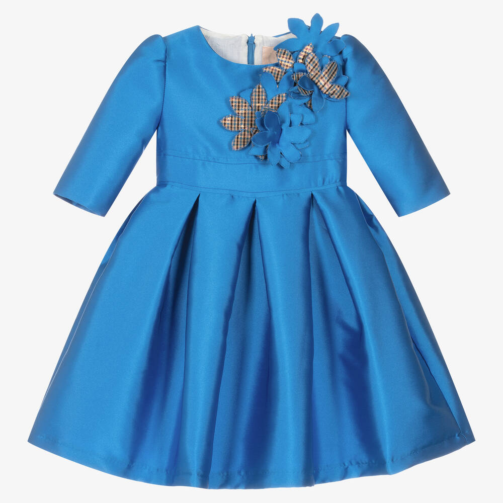 Irpa - Girls Blue Satin Dress | Childrensalon
