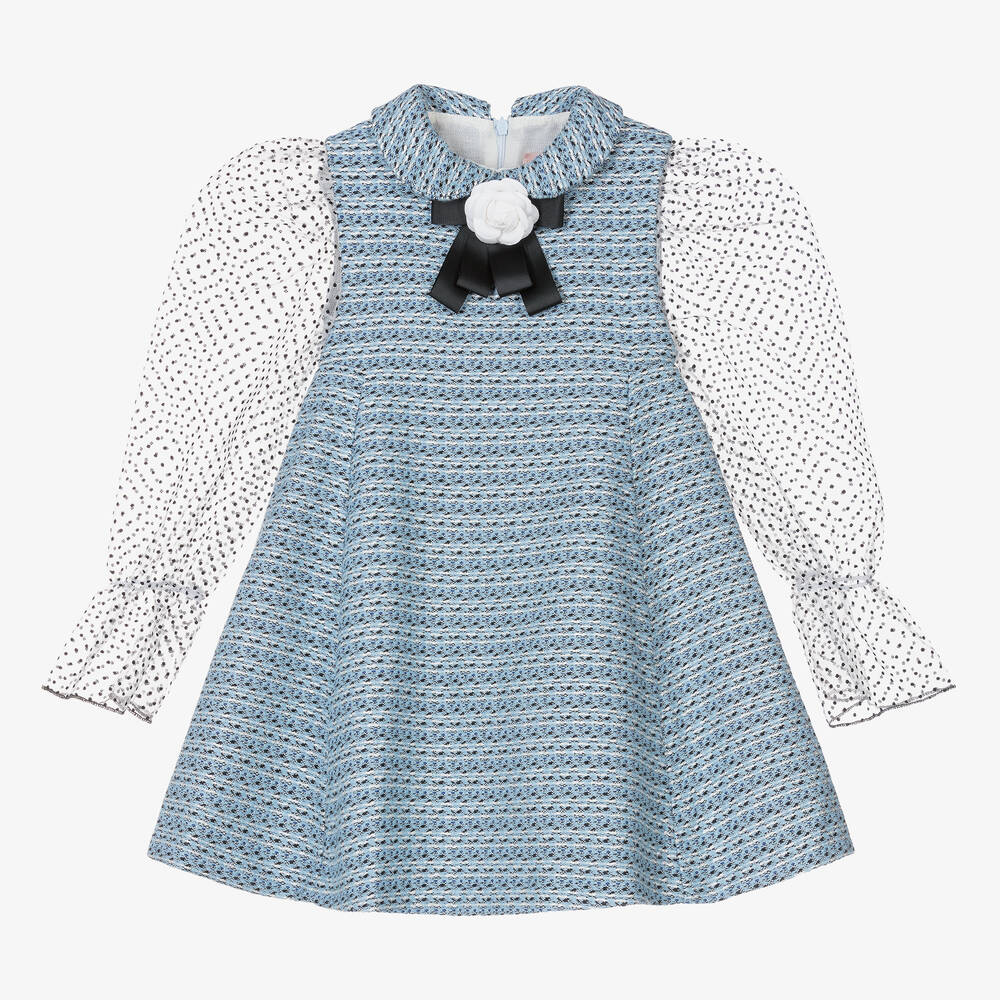 Irpa-Girls Blue Sparkly Tweed Dress | Childrensalon Outlet