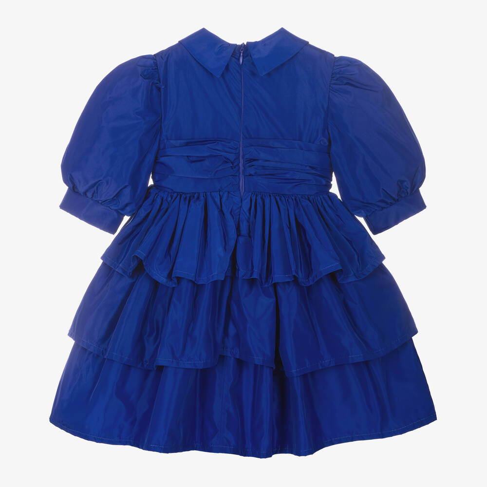 Irpa-Girls Blue Taffeta Dress | Childrensalon Outlet