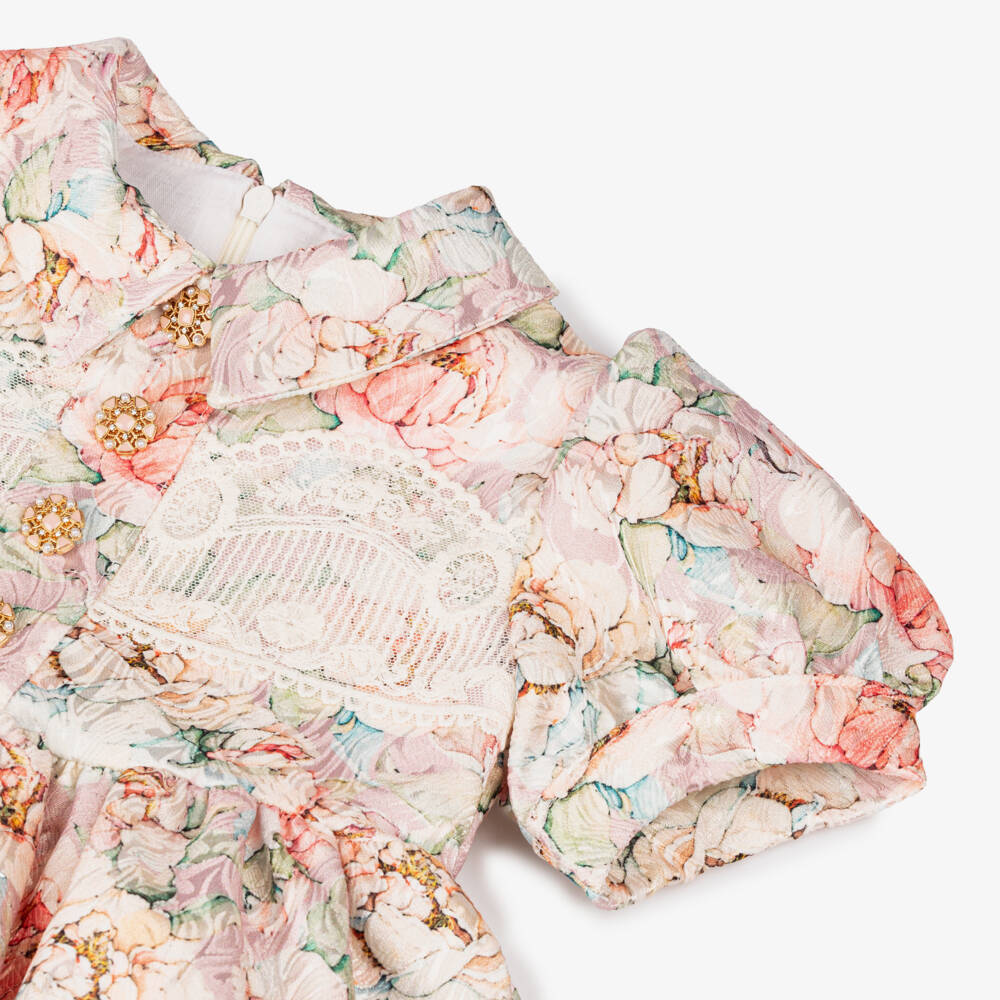 Irpa-فستان جاكار وردي للبنات | Childrensalon Outlet