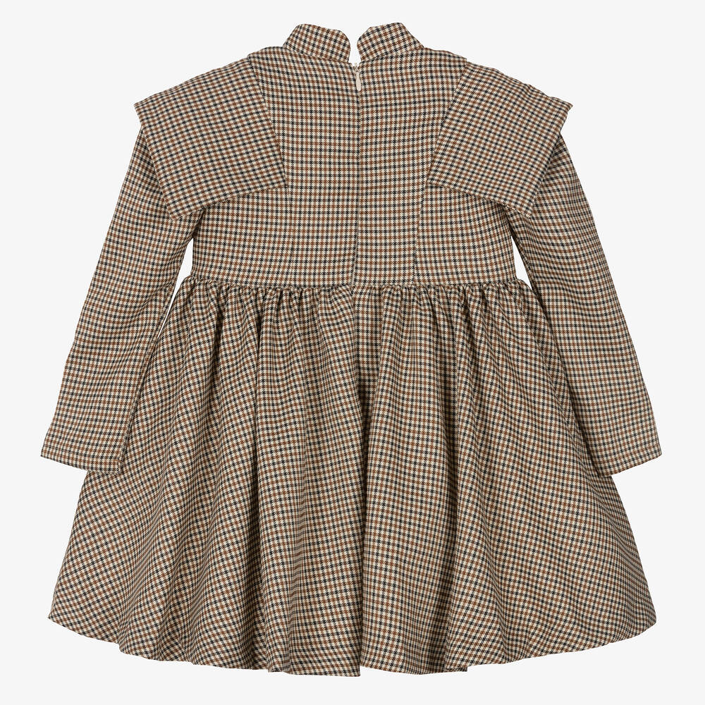 Irpa-Кремово-коричневое платье в клетку | Childrensalon Outlet