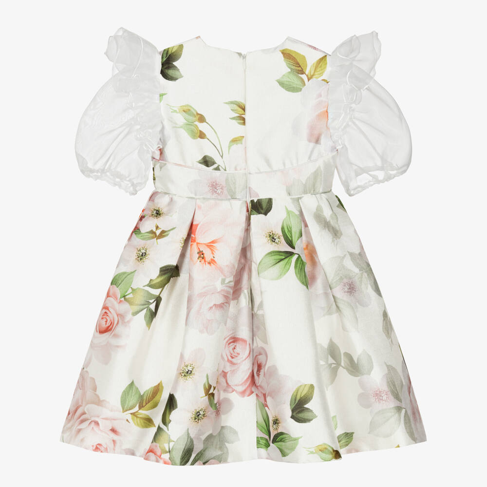 Irpa-Платье кремовое с розовыми цветами для девочек | Childrensalon Outlet