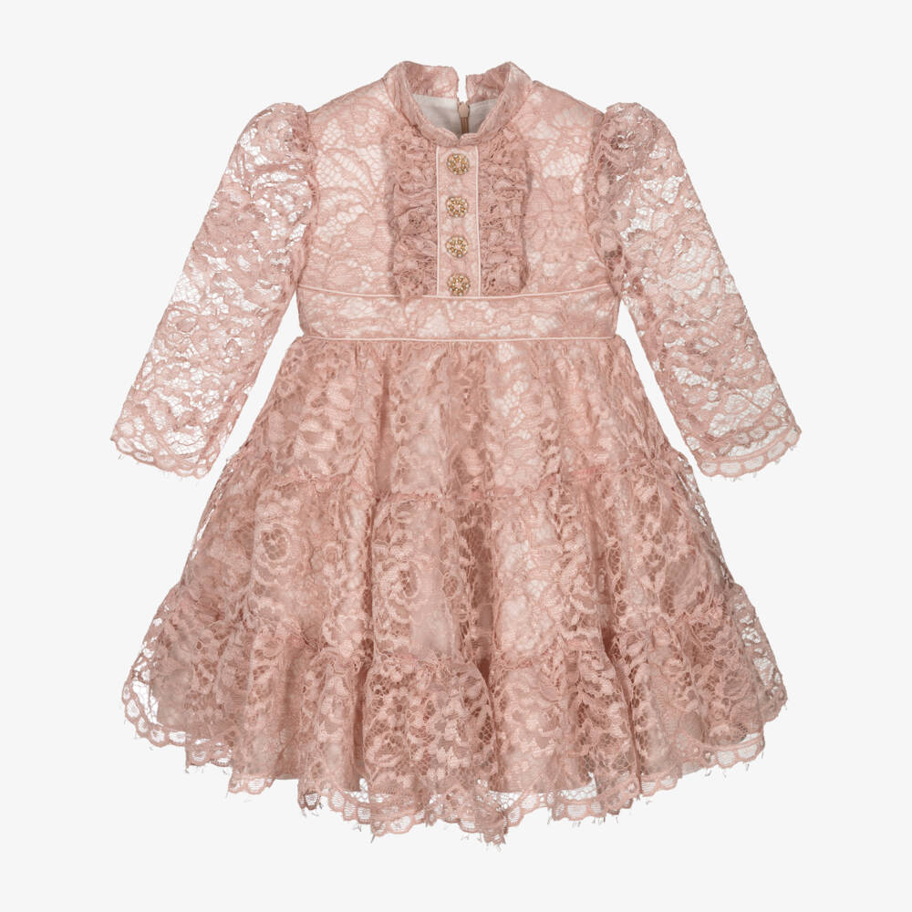 Irpa-Платье из кружева розового цвета для девочек | Childrensalon Outlet