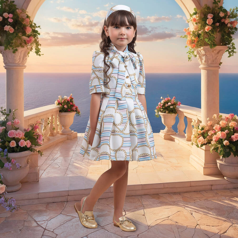 Irpa-Girls Elegant Chain Motif Dress | Childrensalon Outlet