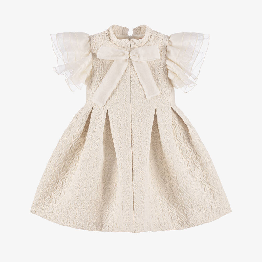 Irpa-Элегантное кремовое платье с бантом для девочек | Childrensalon Outlet