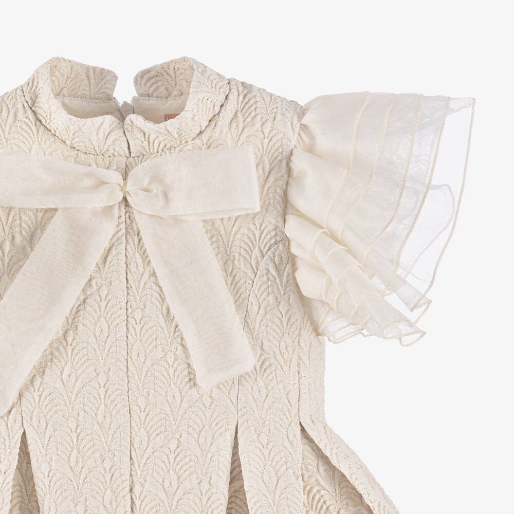 Irpa-Girls Elegant Ivory Bow Gown | Childrensalon Outlet