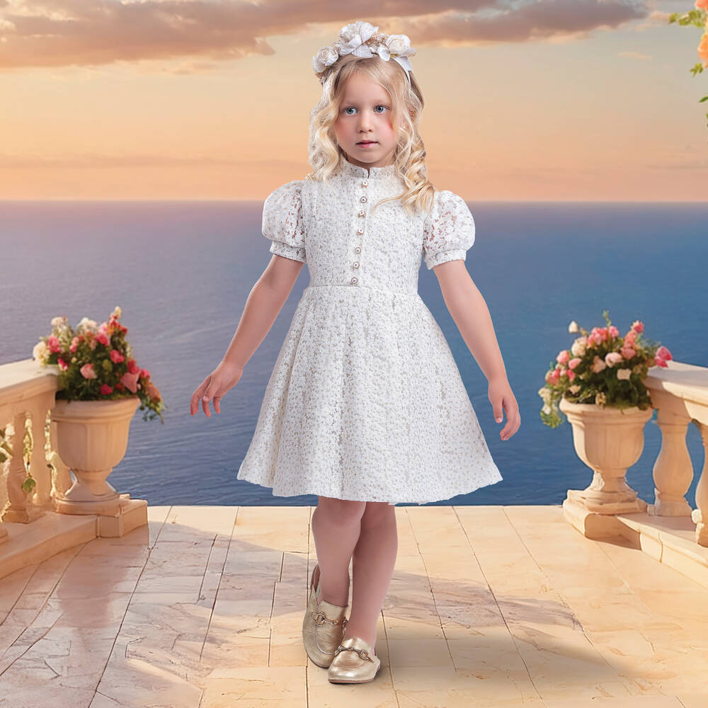 Irpa-Элегантное белое платье из тюля для девочек | Childrensalon Outlet