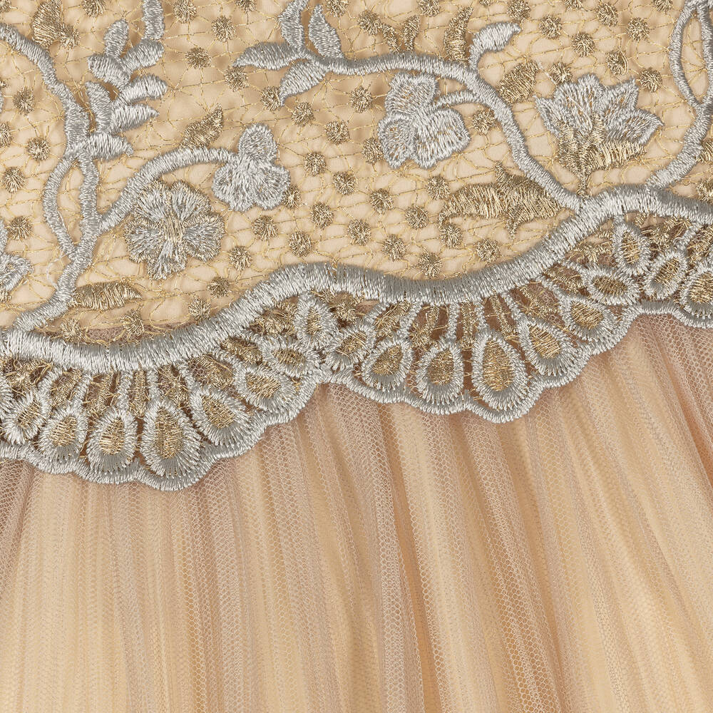 Irpa-Золотистое платье из парчи и тюля | Childrensalon Outlet