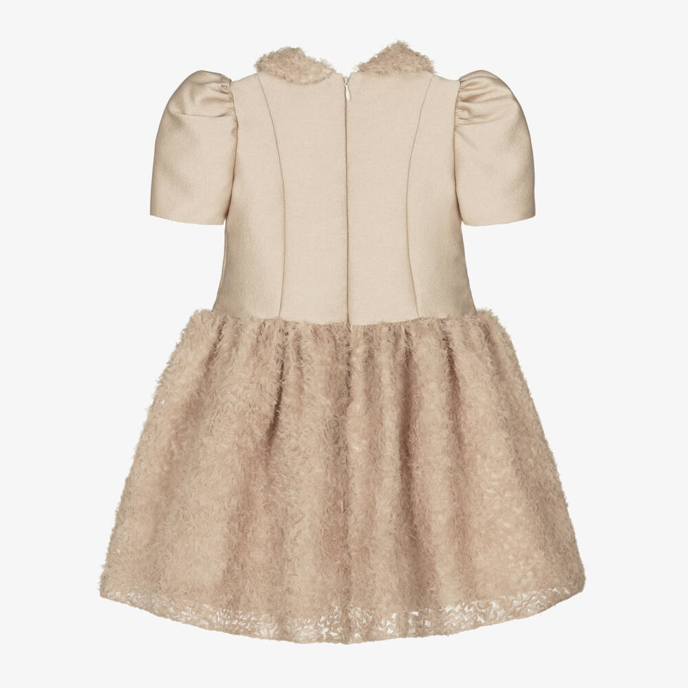 Irpa-Girls Gold Satin & Tulle Gown | Childrensalon Outlet