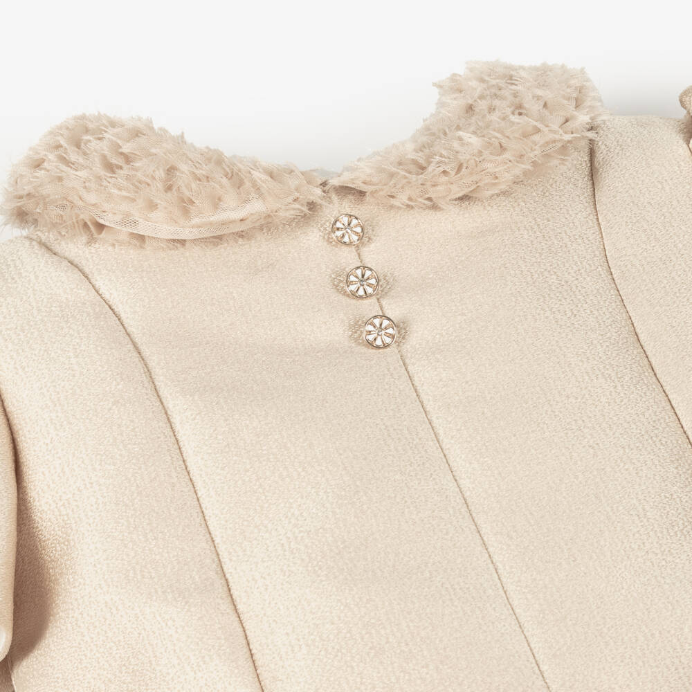 Irpa-Girls Gold Satin & Tulle Gown | Childrensalon Outlet