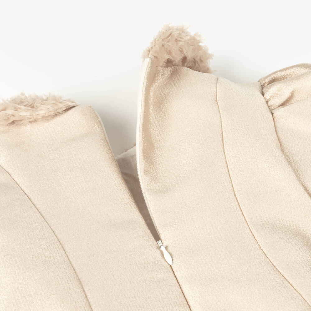 Irpa-Girls Gold Satin & Tulle Gown | Childrensalon Outlet