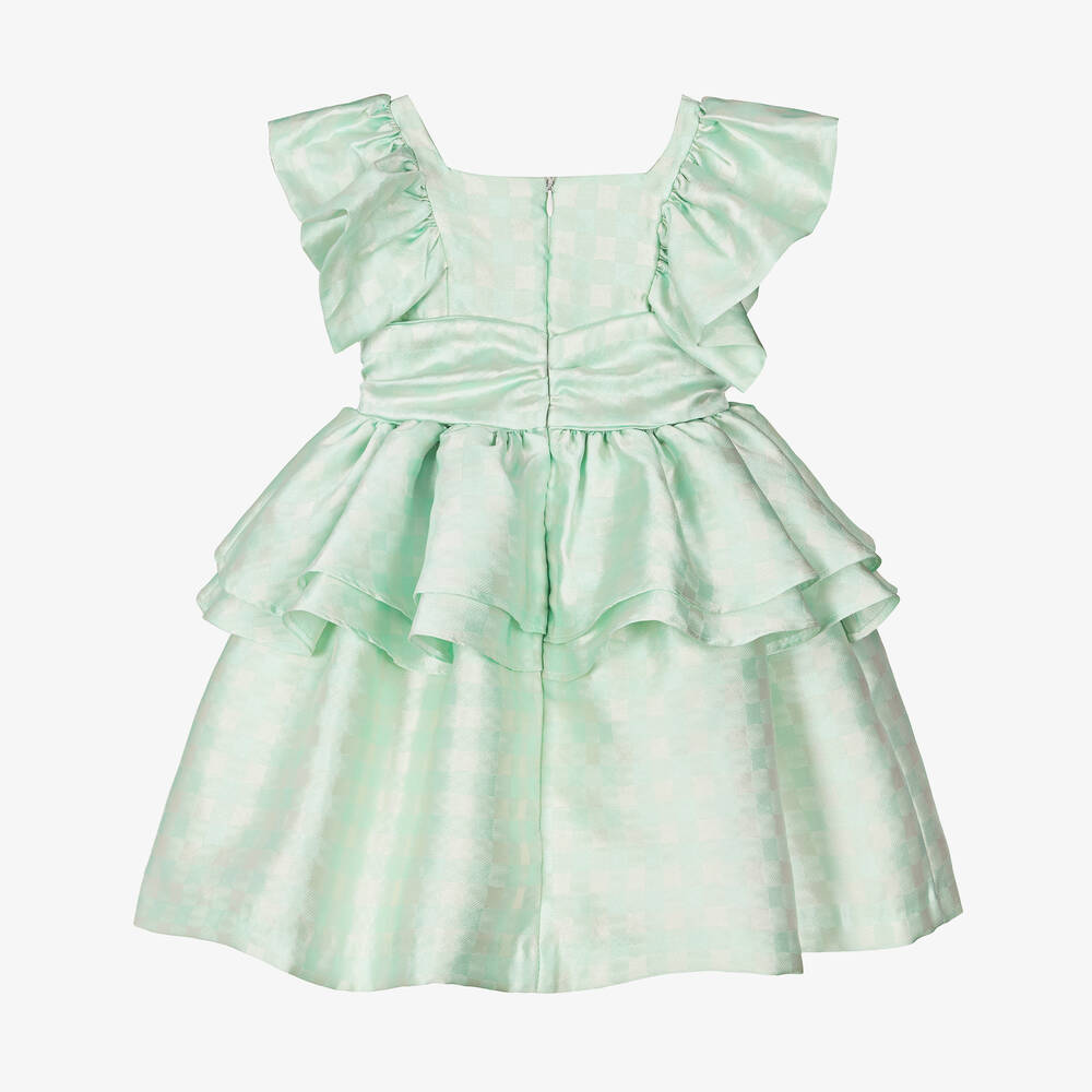 Irpa-فستان ساتان تويل لون أخضر مع حزام | Childrensalon Outlet