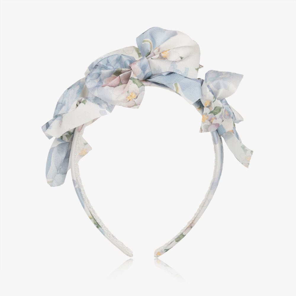 Irpa-Girls Ivory & Blue Floral Hairband | Childrensalon Outlet