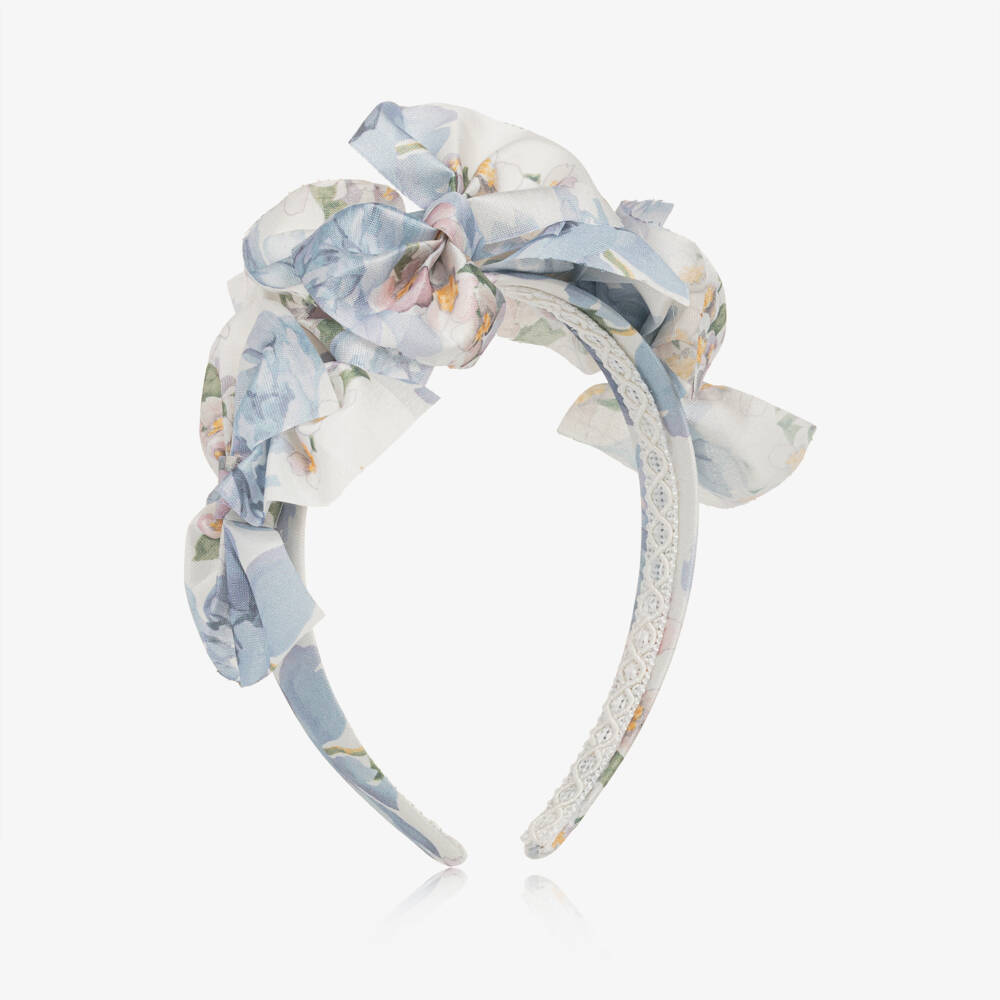 Irpa-Girls Ivory & Blue Floral Hairband | Childrensalon Outlet