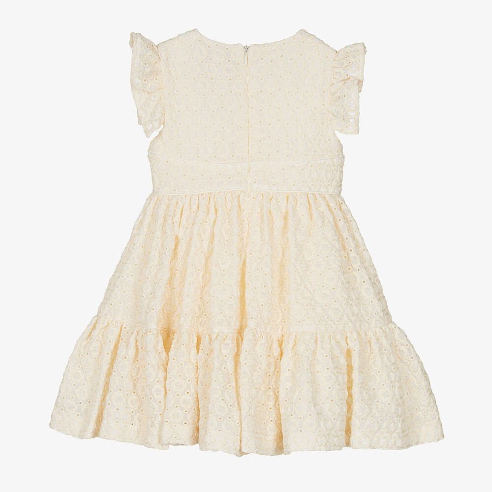 Irpa-Girls Ivory Broderie Anglaise Dress | Childrensalon Outlet