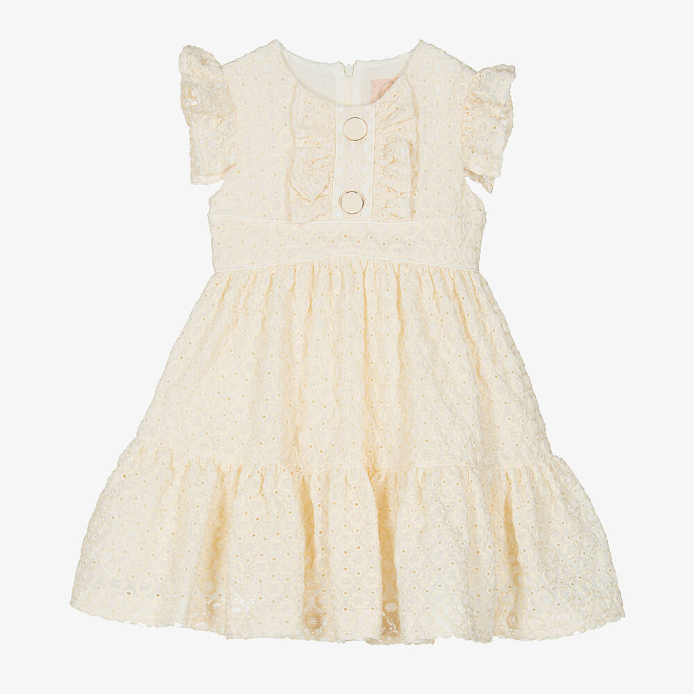 Irpa - Girls Ivory Broderie Anglaise Dress | Childrensalon